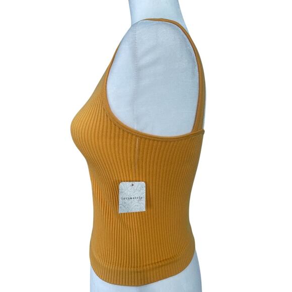 Free People Ribbed V-Neck Cropped Brami Tank Top Orange Size Medium / Large Cami - Picture 3 of 6